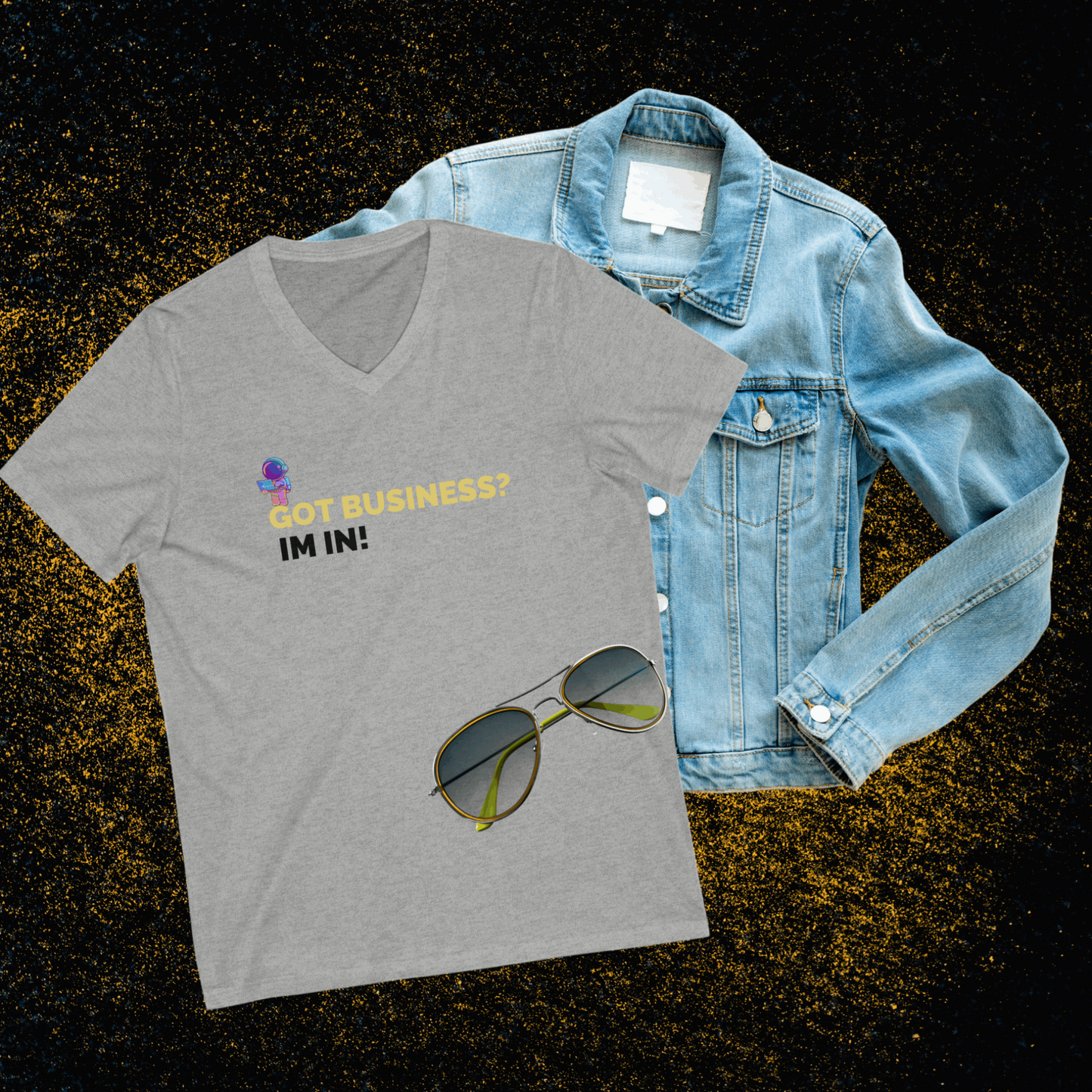 Got Business? Im In! | Jersey Short Sleeve V-Neck Tee